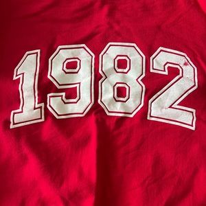 The Bar Red Sweatshirt with White 1982 Graphic